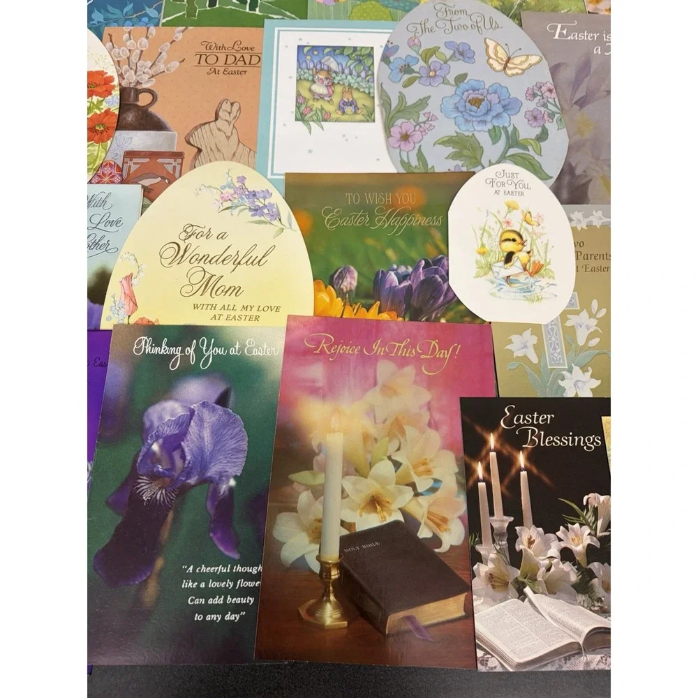 Vintage Easter Greeting Cards Fronts ONLY Scrapbooking Crafts Lot of 50+ Bunnies